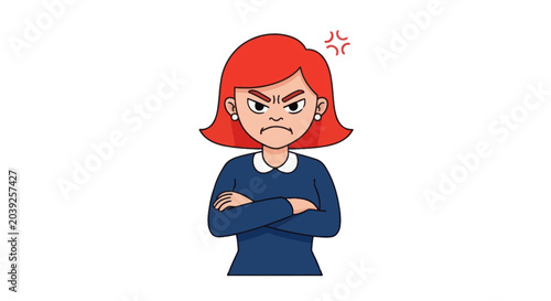Quadro su tela Angry Red Haired Woman Portrait.