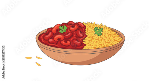 Fényképezés Bowl of beans and rice food.