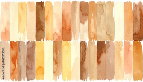 Watercolor swatches of varying skin tones