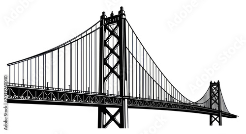 Tableau sur toile Suspension Bridge Structural Engineering Design.