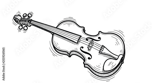 Tableau sur toile Hand Drawn Violin Vector Illustration