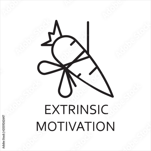 Tableau sur toile line vector icon extrinsic motivation as carrot on a rope