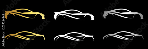 6 Luxury Sports Car Silhouette Logos – Premium Automotive Branding Vector Collection