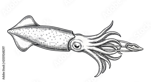 Tableau sur toile Detailed illustration of a squid.