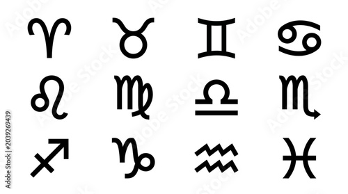 Quadro su tela Divination and Star Chart Elements A Comprehensive Set of Twelve Astrological Zo