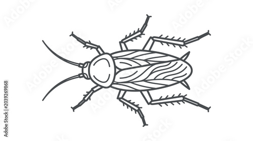 Canvastavla Detailed cockroach pest line art drawing top view.
