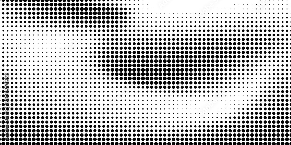 Fototapeta premium Dot grid pattern vector illustration. Simple black white point background with small and large polka dots. Abstract futuristic dotted mesh with gradient effect. Geometric minimal digital design.