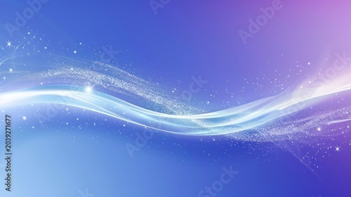 Abstract Blue Glow Wave with Sparkling Particles on Gradient Background