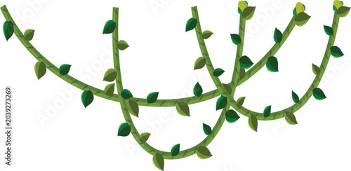 Green Jungle Vines with Leaves