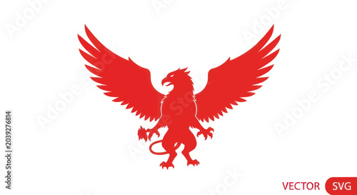 Bild auf Leinwand Red Griffin Mythical Creature Icon 1.
