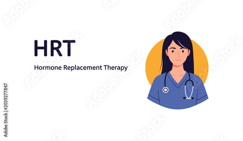 Obraz na płótnie HRT (Hormone Replacement Therapy) medical concept illustration featuring a female doctor with a stethoscope, suitable for healthcare, clinical, and medical treatment educational content