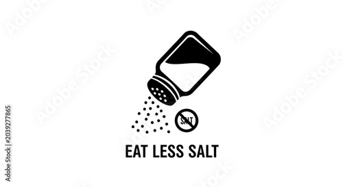 Canvastavla "Eat less salt" concept illustration featuring a salt shaker and a prohibition sign, representing healthy diet, nutrition awareness, and cardiovascular disease prevention