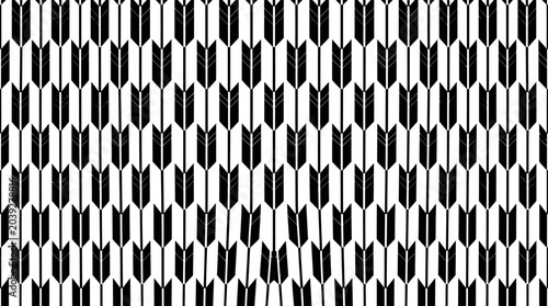 Canvas Print High-contrast black and white geometric optical pattern with vertical elongated hexagon columns