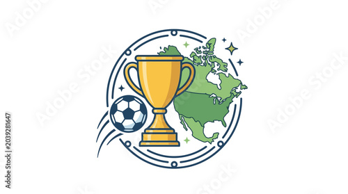 Golden Trophy Cup with Soccer Ball.