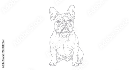 Foto French Bulldog Sitting Alone Outdoors.