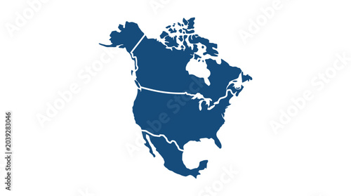 North America continent map outline.