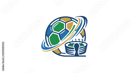 Soccer Ball and Stacked Coins Logo.