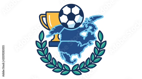 Soccer Ball and Trophy Award Symbol.