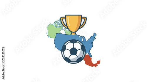 Soccer Ball and Trophy Sports Symbol.
