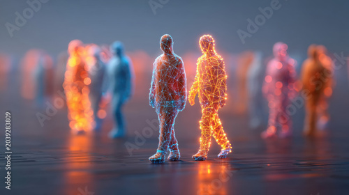 Digital network person technology connection crowd Digital network person technology connection crowd concept during pandemic economic uncertainty