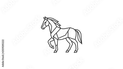 Geometric stylized standing horse line art icon.