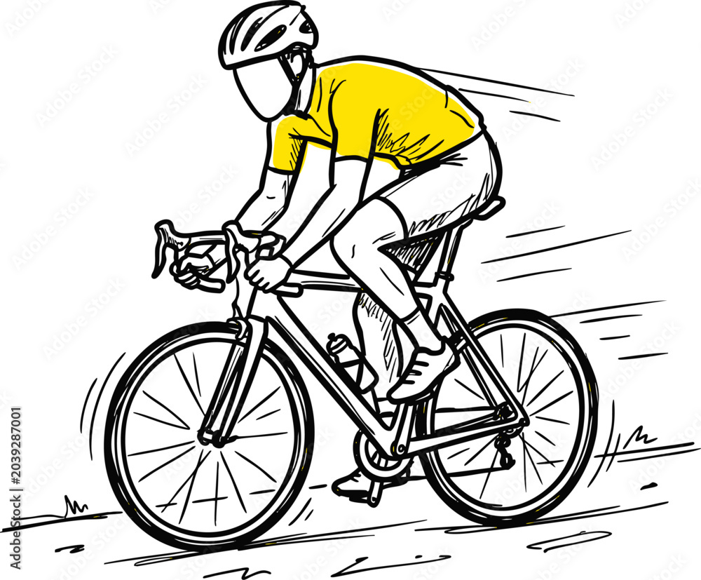 Obraz premium Minimalist Professional Cyclist Riding Road Bike at High Speed