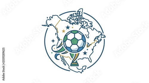 Foto Soccer ball with trophy symbol.