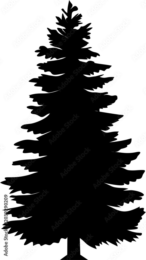 Fototapeta premium Evergreen Silhouette: Conifer Tree Illustration
