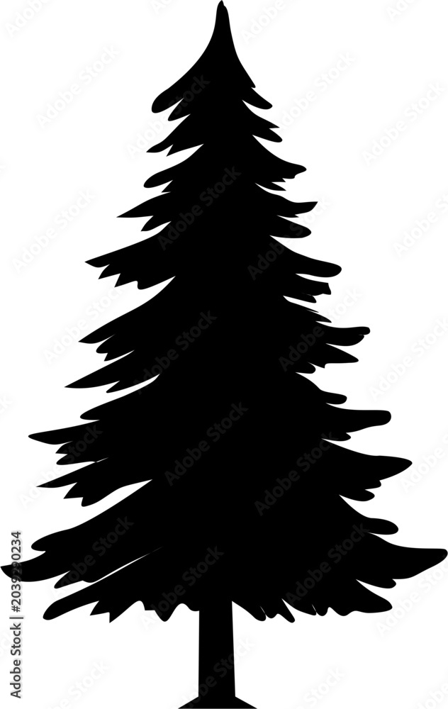 Fototapeta premium Evergreen Silhouette: Simple Black Tree on White