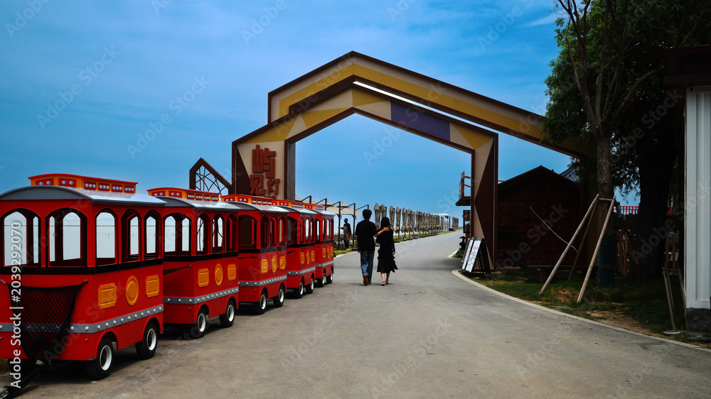 Obraz premium train on the railway bridge