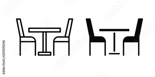Dinner table icon vector. Simple flat symbol. editable strokes