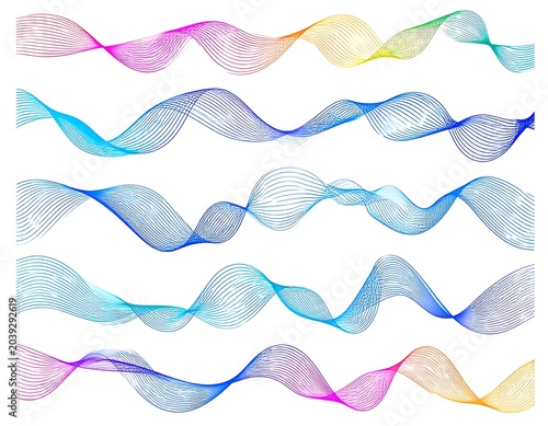 Colorful wavy mesh ribbons flowing horizontally.