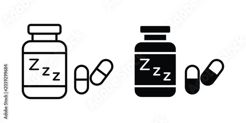 Foto Sleeping pills icon vector. Simple flat symbol. editable strokes