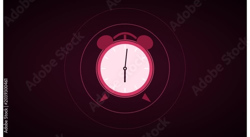 Animated alarm clock ticking fast motion concept animation