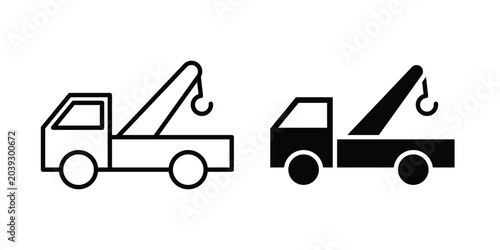Schilderij op canvas Tow truck icon vector. Simple flat symbol. editable strokes