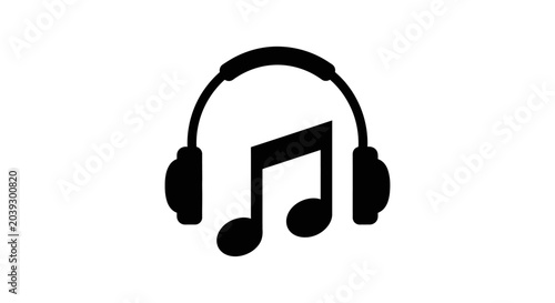 Fotografija Headphones with a musical note symbol represent high quality audio equipment for modern digital media