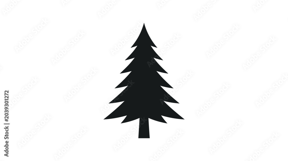 Obraz premium Pine tree stands as a classic symbol of nature with its sharp needles and triangular evergreen form.