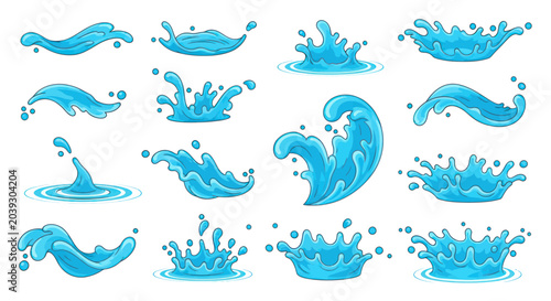 Φωτογραφία Collection of various blue water splashes.