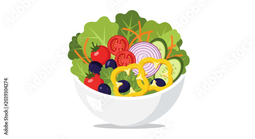 Schilderij op canvas Fresh Fruit and Vegetable Salad Bowl.