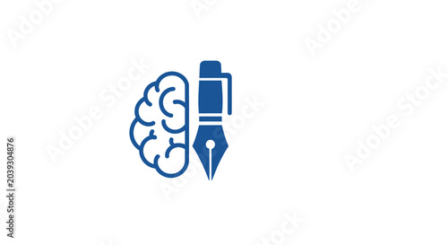 Canvas Print Brain and pen creative thinking symbol.
