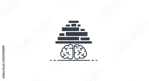 Tableau sur toile Brain with stacked blocks on top.
