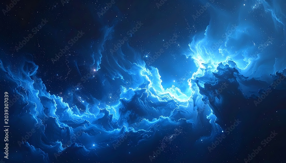 Fototapeta premium Electric blue cosmic wave background texture.