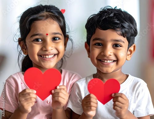 Kids holding hearts
