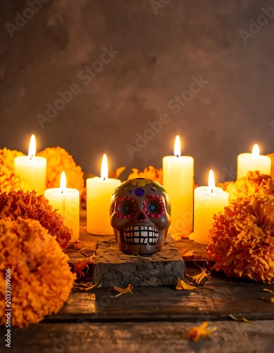 Day of the Dead altar setup.