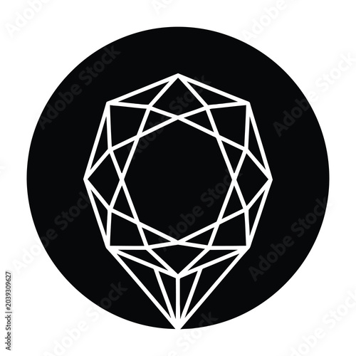 Canvastavla White diamond outline on black background