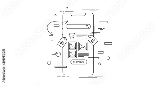 Mobile App Design, Wireframe Icons, UI Elements, Vector Graphics