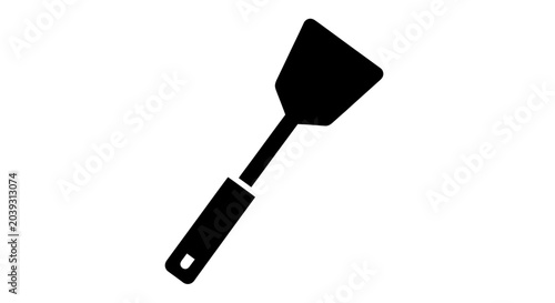 Foto Black silhouette of a spatula on a white background, kitchen utensil icon