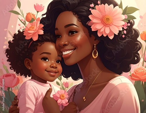 Mother and child embrace