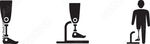 Foto Prosthetic, limb icon collection representing artificial legs, mobility support, and disability assistance symbols suitable for medical apps, inclusive design, and rehabilitation services