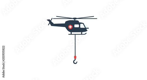 Foto Black Helicopter with Hook Descending.
